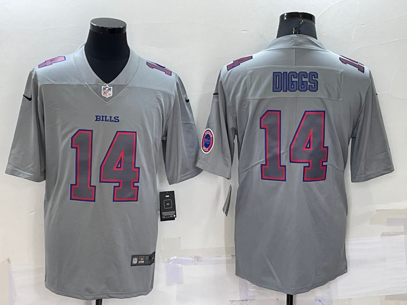 Men's Buffalo Bills #14 Stefon Diggs Grey With Patch Atmosphere Fashion Stitched Jersey